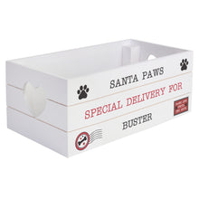 Load image into Gallery viewer, Personalised Santa Paws White Wooden Toy Crate
