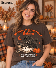 Load image into Gallery viewer, Spooky Biscuits Bakery "We Knead 'Em You Need 'Em" - Black Poodle Pumpkin Comfort Colors T-Shirt