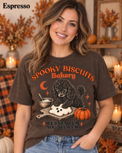 Load image into Gallery viewer, Spooky Biscuits Bakery "We Knead 'Em You Need 'Em" - Black Poodle Pumpkin T-Shirt