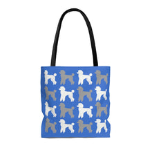 Load image into Gallery viewer, Poodle Pattern Blue Tote Bag by Poodle World