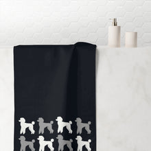 Load image into Gallery viewer, Poodle Pattern Black Beach Towel by Poodle World