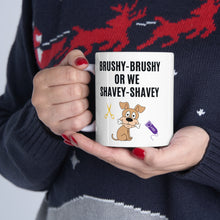 Load image into Gallery viewer, 'Brushy Brushy or We Shavey Shavey' Dog Groomer's Mug by Poodle World