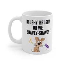 Load image into Gallery viewer, 'Brushy Brushy or We Shavey Shavey' Dog Groomer's Mug by Poodle World