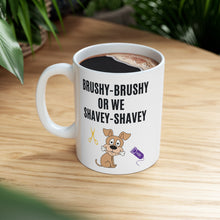 Load image into Gallery viewer, 'Brushy Brushy or We Shavey Shavey' Dog Groomer's Mug by Poodle World
