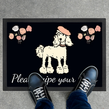 Load image into Gallery viewer, French Poodle Black Door Mat Rug - 'Please Wipe Your Paws'
