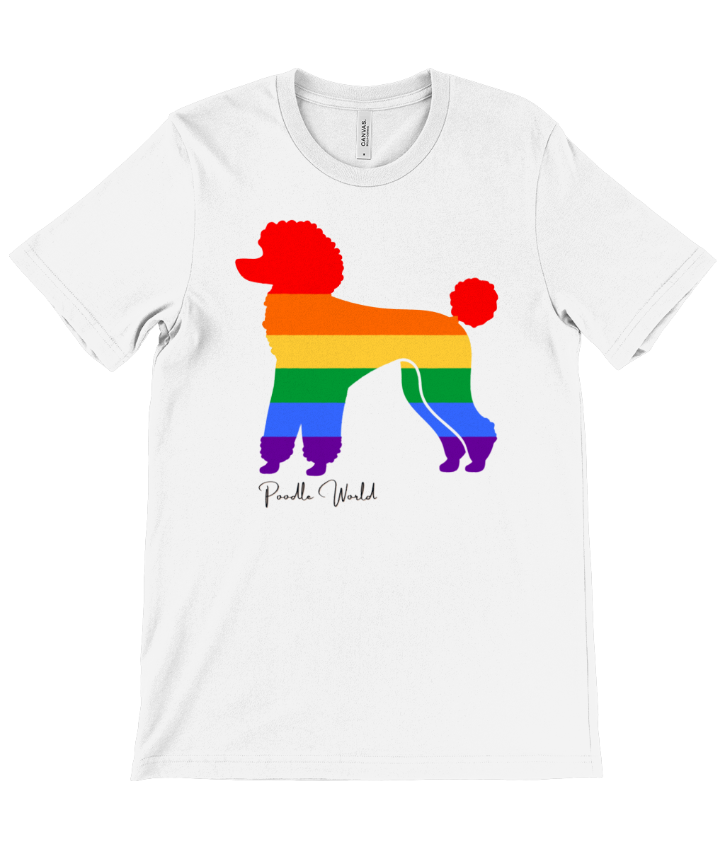 Gay Pride Poodle World Unisex Short Sleeve Rainbow T-Shirt