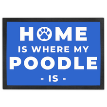 Load image into Gallery viewer, 'Home Is Where My Poodle Is' Blue Door Mat by Poodle World