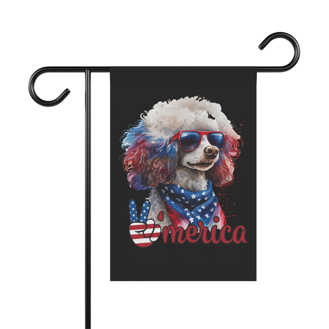 Patriotic Poodle USA Garden & House Banner