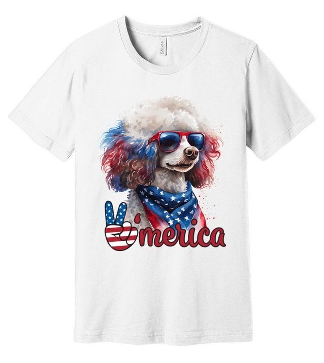 Patriotic Poodle USA T-Shirt by Poodle World