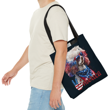 Load image into Gallery viewer, Patriotic Poodle USA Black Tote Bag by Poodle World