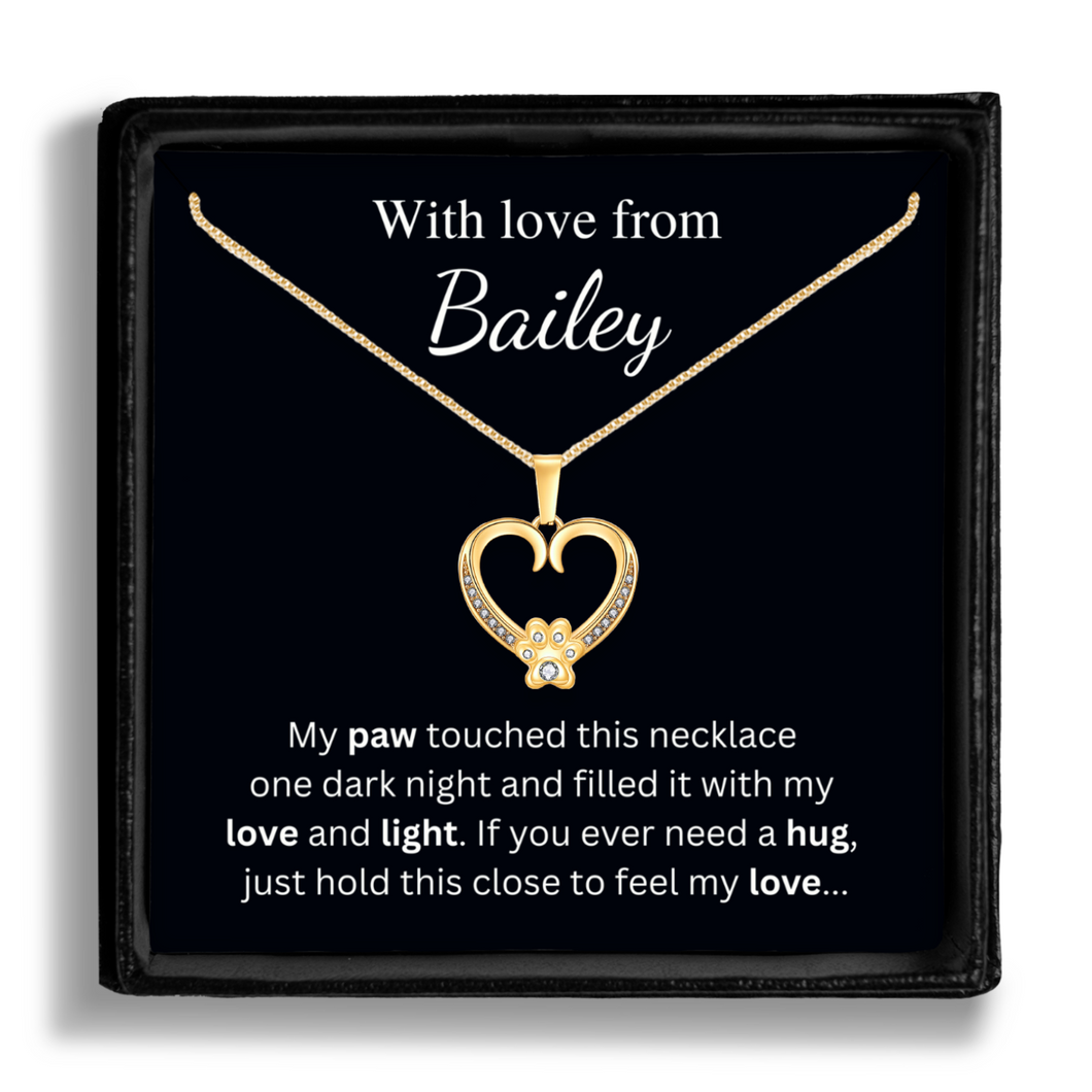Personalized Gold Paw Heart Comfort Necklace - From the Dog