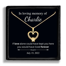 Load image into Gallery viewer, Personalized Gold Paw Heart Memorial Necklace

