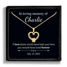 Load image into Gallery viewer, Personalized Gold Paw Heart Memorial Necklace