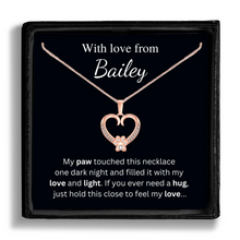Load image into Gallery viewer, Personalized Rose Gold Paw Heart Comfort Necklace - From the Dog