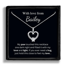 Load image into Gallery viewer, Personalized White Gold Paw Heart Comfort Necklace - From the Dog