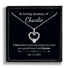 Load image into Gallery viewer, Personalized White Gold Paw Heart Memorial Necklace
