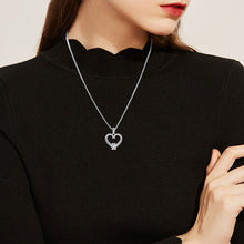 Load image into Gallery viewer, Personalized White Gold Paw Heart Necklace - Happy Birthday to the Best Dog Mom
