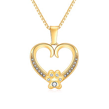 Load image into Gallery viewer, Personalized Gold Paw Heart Comfort Necklace - From the Dog
