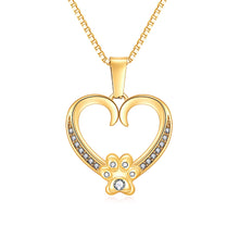 Load image into Gallery viewer, Personalized Gold Paw Heart Necklace - Happy Birthday to the Best Dog Mom