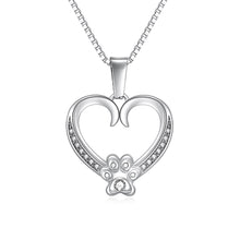 Load image into Gallery viewer, Personalized White Gold Paw Heart Necklace - To a Wonderful Dog Groomer