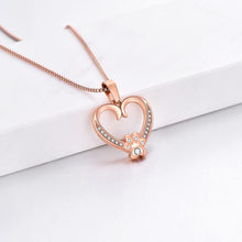 Load image into Gallery viewer, Personalized Rose Gold Paw Heart Necklace - World&#39;s Greatest Dog Mom
