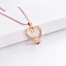 Load image into Gallery viewer, Rose Gold Paw Heart Necklace with Personalized Gift Box