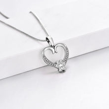 Load image into Gallery viewer, Personalized White Gold Paw Heart Memorial Necklace
