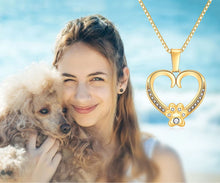 Load image into Gallery viewer, Personalized Gold Paw Heart Memorial Necklace