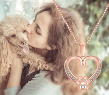 Load image into Gallery viewer, Personalized Rose Gold Paw Heart Comfort Necklace - From the Dog

