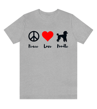 Load image into Gallery viewer, 'Peace Love Poodle' Unisex Short Sleeve Poodle World T-Shirt