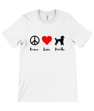 Load image into Gallery viewer, 'Peace Love Poodle' Unisex Short Sleeve Poodle World T-Shirt