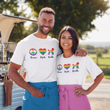 Load image into Gallery viewer, 'Peace Pride Poodle' Unisex Short Sleeve Poodle World Rainbow T-Shirt