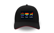 Load image into Gallery viewer, 'Peace Pride Poodle' 5 Panel Poodle World Cap with Sandwich Peak