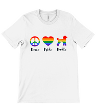 Load image into Gallery viewer, 'Peace Pride Poodle' Unisex Short Sleeve Poodle World Rainbow T-Shirt