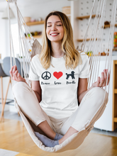 Load image into Gallery viewer, &#39;Peace Love Poodle&#39; Unisex Short Sleeve Poodle World T-Shirt

