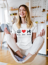 Load image into Gallery viewer, 'Peace Love Poodle' Unisex Short Sleeve Poodle World T-Shirt