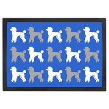 Load image into Gallery viewer, Poodle Pattern Blue Door Mat by Poodle World