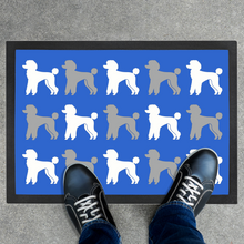 Load image into Gallery viewer, Poodle Pattern Blue Door Mat by Poodle World