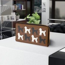 Load image into Gallery viewer, Poodle Pattern Brown Zipper Wallet by Poodle World