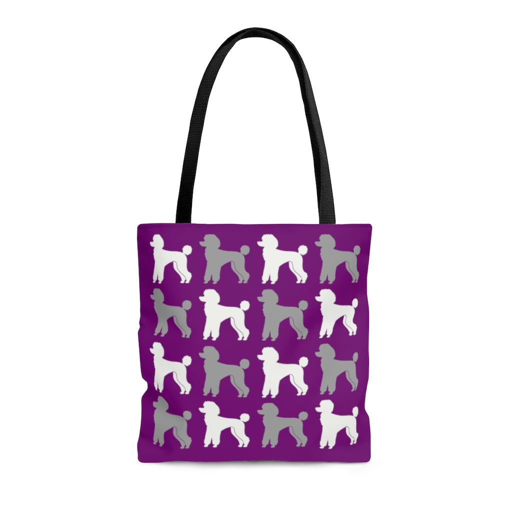 Poodle Pattern Purple Tote Bag by Poodle World