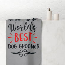 Load image into Gallery viewer, 'World's Best Dog Groomer' Poodle World Beach Towel