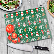 Load image into Gallery viewer, Christmas Poodle Pattern Glass Cutting Board
