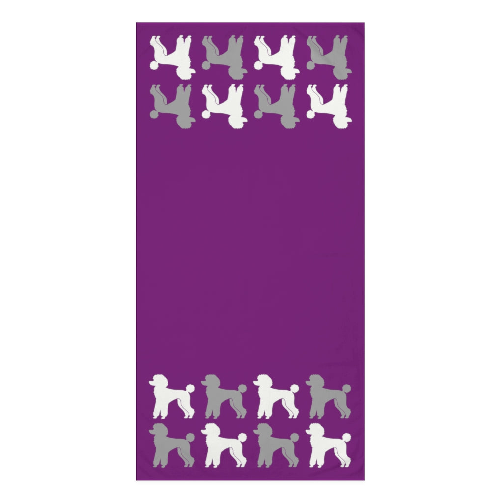 Poodle Pattern Purple Beach Towel by Poodle World