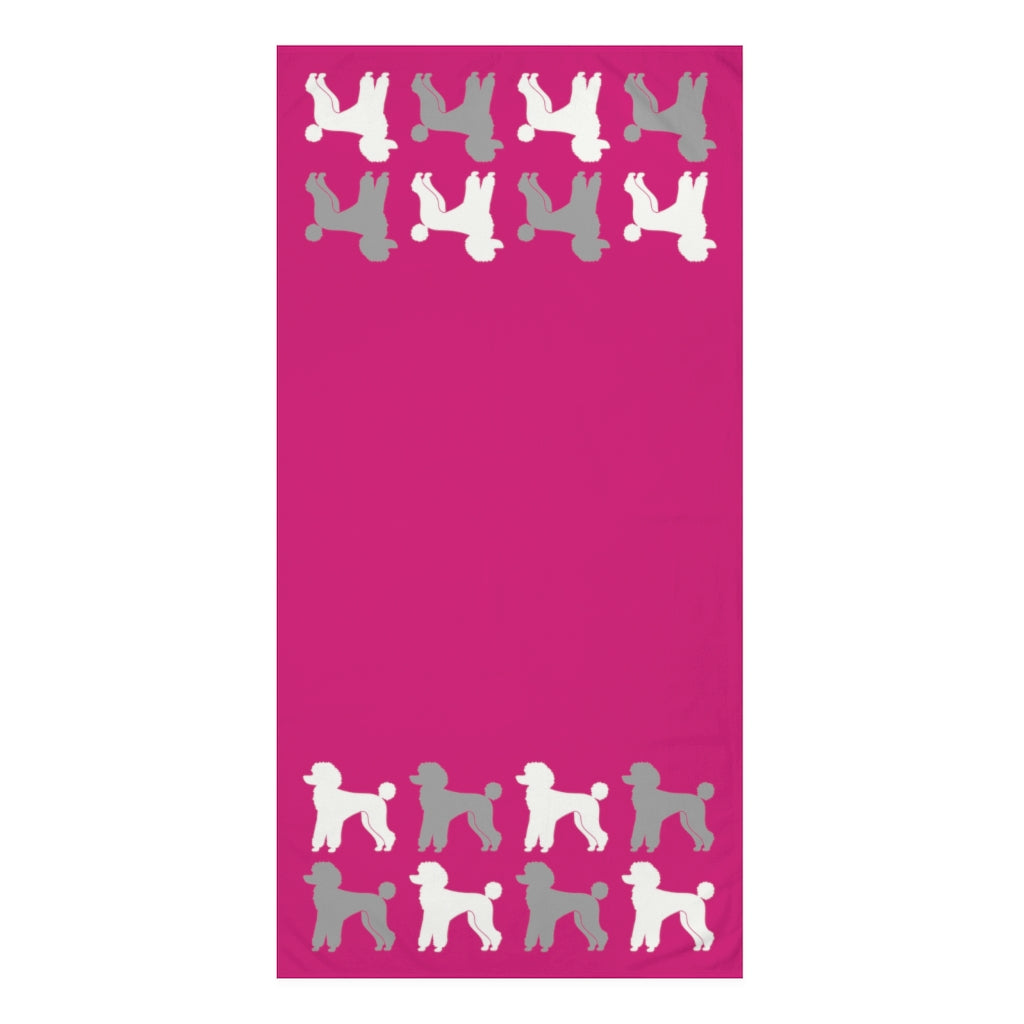 Poodle Pattern Pink Beach Towel by Poodle World