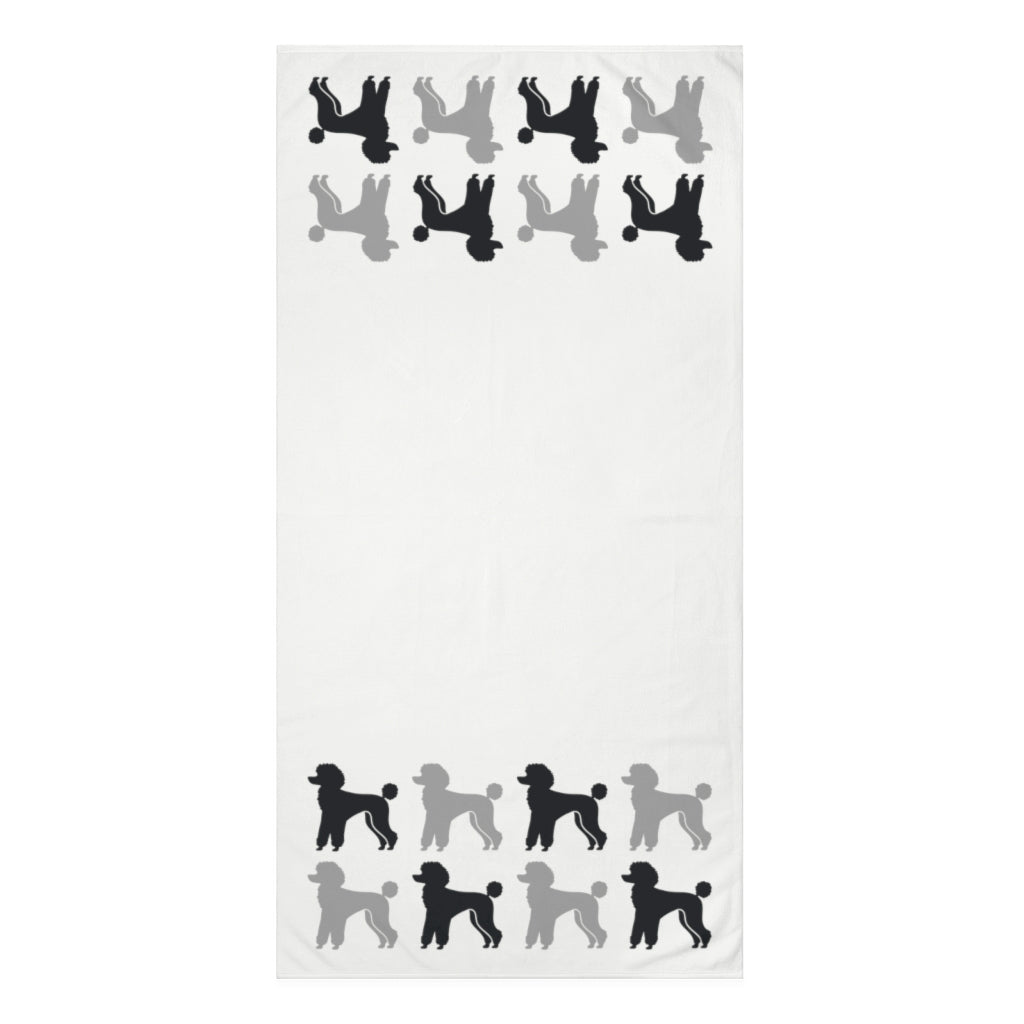 Poodle Pattern White Beach Towel by Poodle World