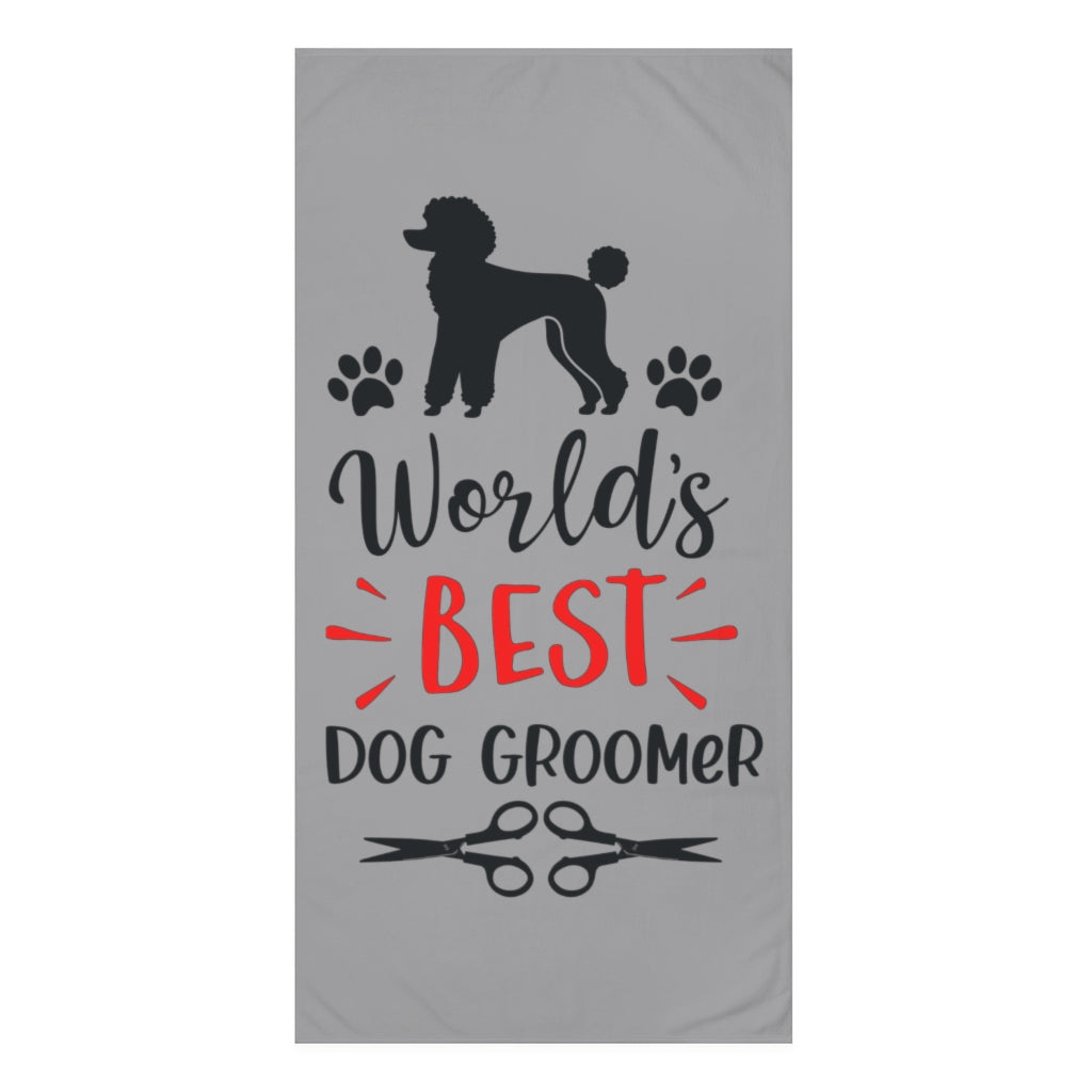 'World's Best Dog Groomer' Poodle World Beach Towel