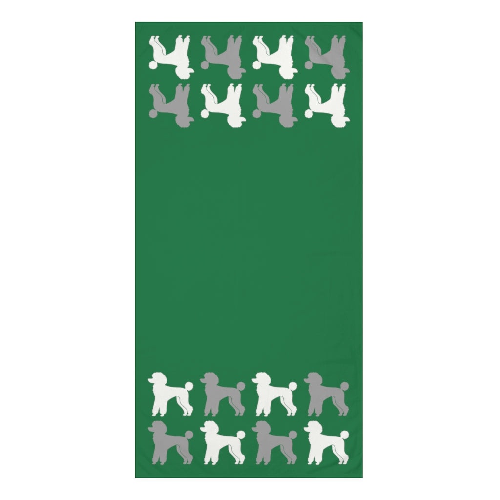 Poodle Pattern Green Beach Towel by Poodle World