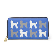 Load image into Gallery viewer, Poodle Pattern Blue Zipper Wallet by Poodle World

