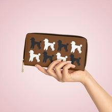 Load image into Gallery viewer, Poodle Pattern Brown Zipper Wallet by Poodle World
