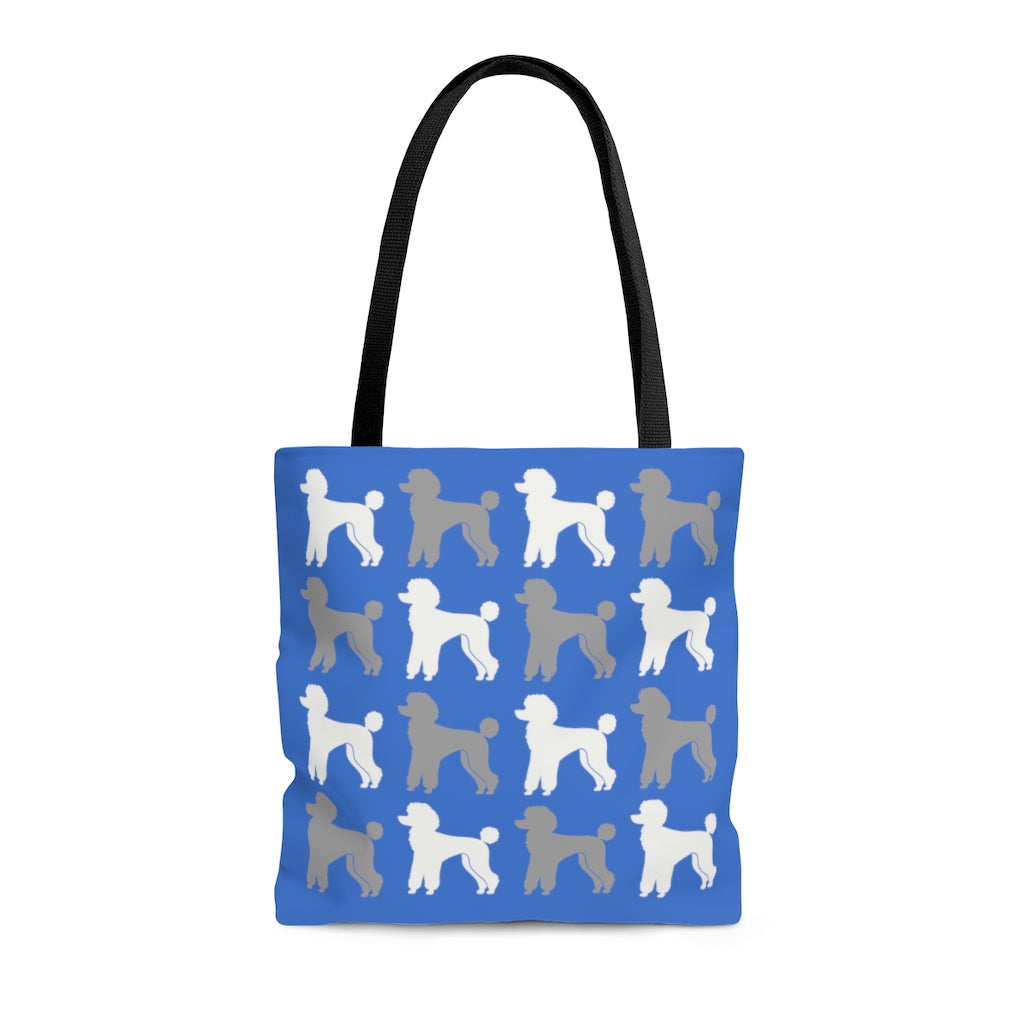 Poodle Pattern Blue Tote Bag by Poodle World